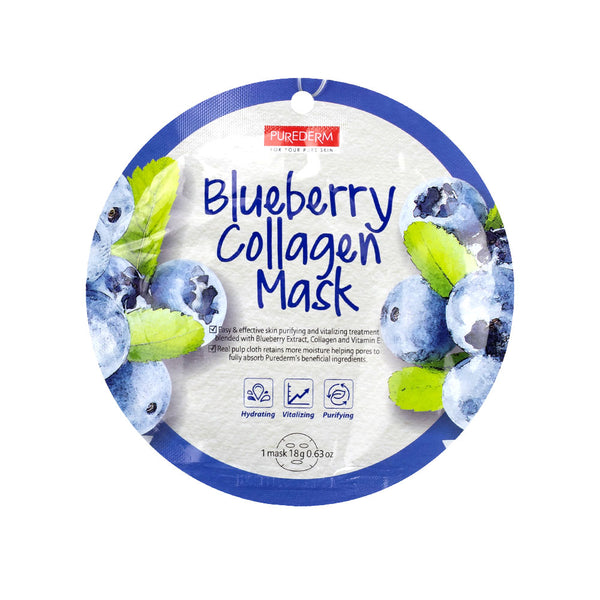 Face Collagen Mask Purederm Blueberry - 1 PCS