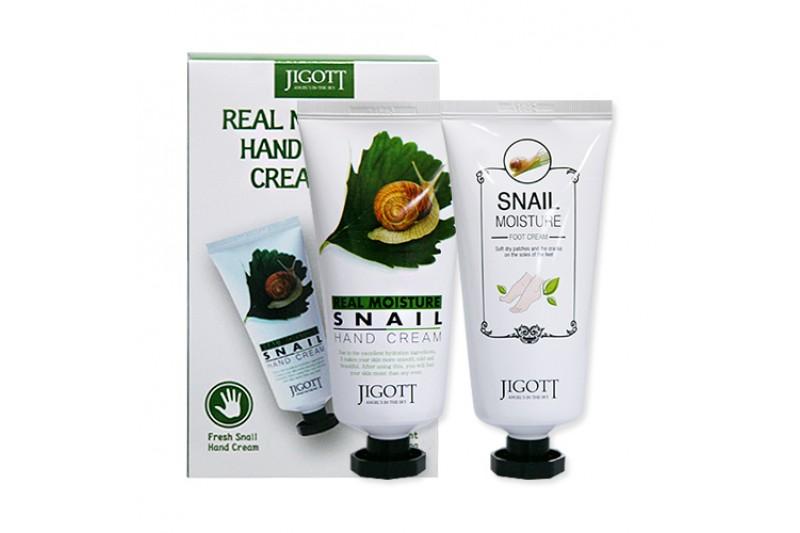 Hand & Foot Cream Set Jigott Real Moisture - 1 Pack ( Hand cream 100ml + Foot 100ml ) ) - kspot.eu